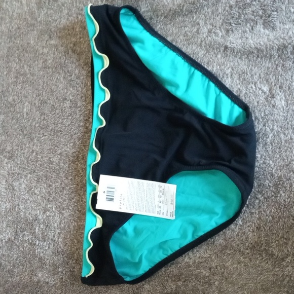 Profile by Gottex NWT swim bottoms turquoise and black with yellow ruffle - Picture 1 of 7